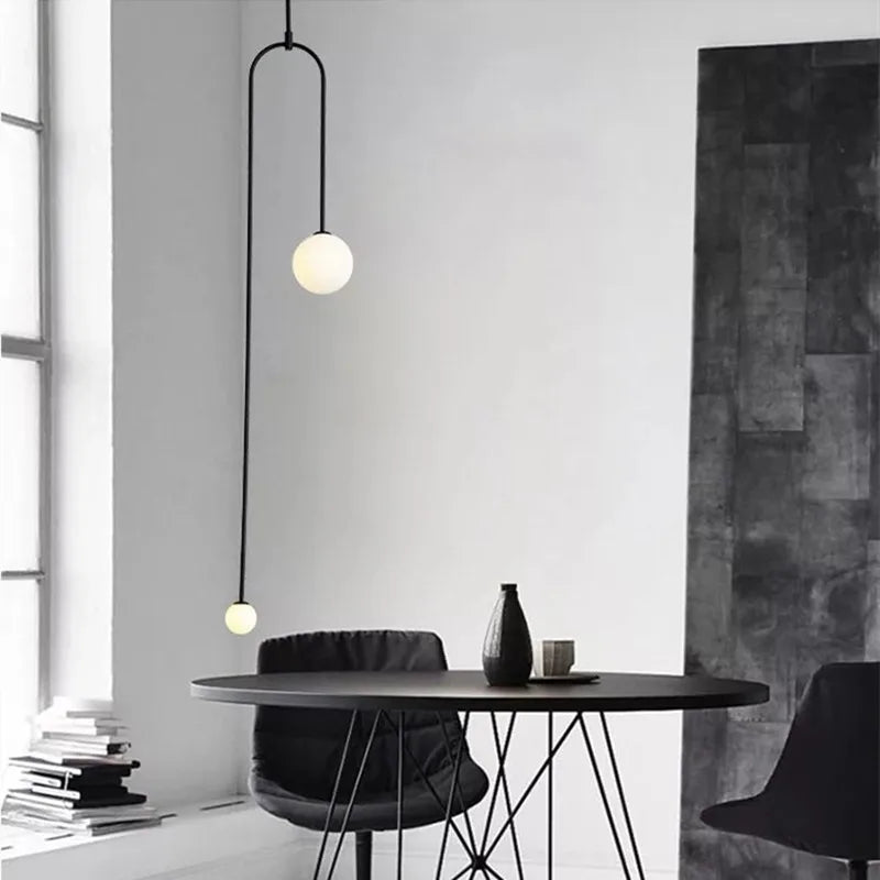 Nordic Modern Chandelier Pendant for Dining Room, Kitchen Island - Axyaa's Black Gold U Line Lamp