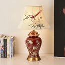Luxurious Embroidered Magpie Lampshade & Ceramic Table Lamps by Axyaa