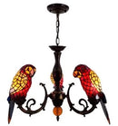 Axyaa Tiffany Style Parrot Lamp: Colorful Stained Glass Chandelier for Dining Room