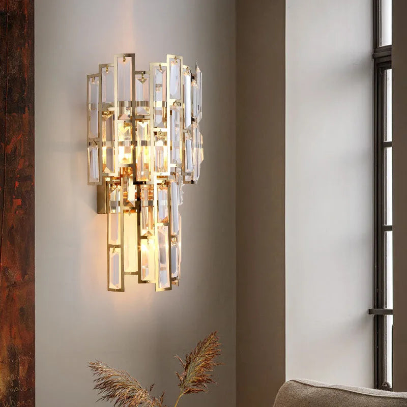 Axyaa Crystal Wall Sconce Lamp: Modern Light Luxury for Living Room, Bedroom, Study