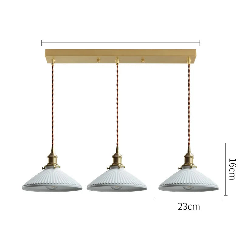 Axyaa Ceramic LED Pendant Light - Modern Copper Hanging Lamp