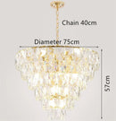 Axyaa Round Gold Steel Crystal LED Pendant Light for Luxurious Living Room