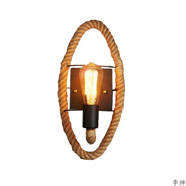 Axya Industrial Hemp Rope LED Wall Sconce - Vintage Loft Light Fixtures