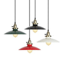 Axyaa Industrial Pendant Light with White Metal Plate Shade