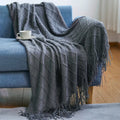 Axyaa Nordic Knit Sofa Blanket Cashmere-Like Plaid Tassel Bedspread