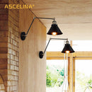 Axyaa Industrial Wall Lamp: Adjustable LED Sconces, Retro American Country Style