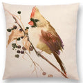 Axyaa Bird Watercolor Cotton Linen Cushion Cover- Hummingbird Goldfinch Chickadee Cardinal Kingfisher