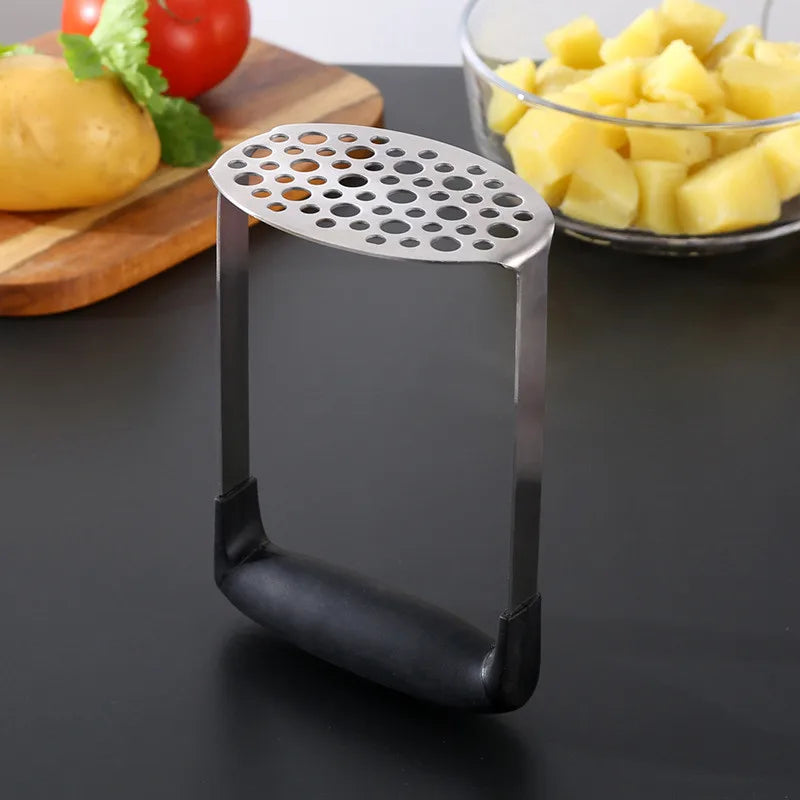 Axyaa Stainless Steel Potato Masher & Garlic Press Kitchen Gadget