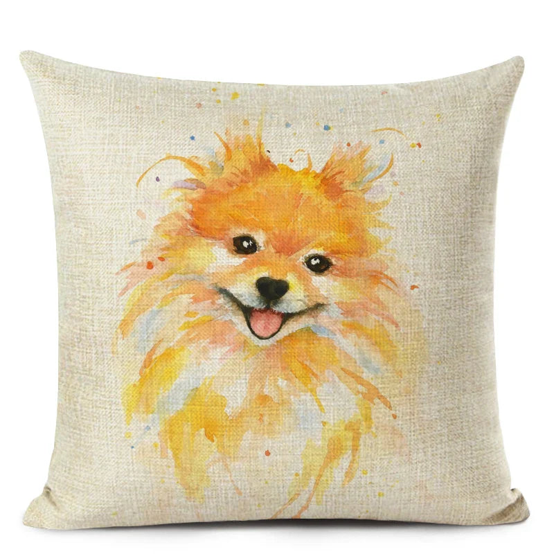 Colourful Bull Terrier & Dachshund 3D Cushion Cover for Home Sofa by Axyaa