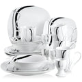 Axyaa 20-Piece Black Stripe Porcelain Dinner Set with Egg Cup, Mug, Bowl, Dessert & Dinner Plate