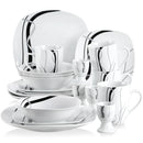 Axyaa 20-Piece Black Stripe Porcelain Dinner Set with Egg Cup, Mug, Bowl, Dessert & Dinner Plate