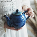 Axya Classic Black Ceramic Teapot Vintage Design for Home and Restaurant