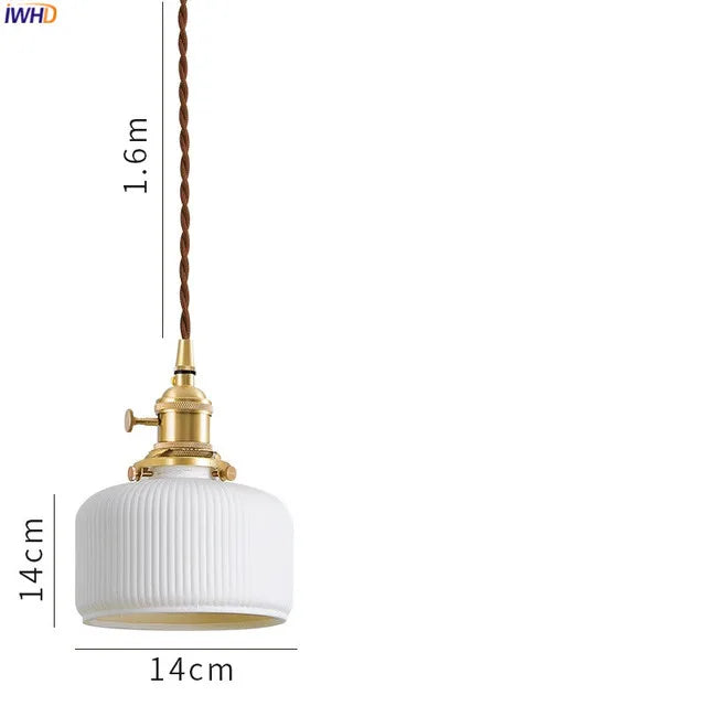 Axyaa Ceramic LED Pendant Light - Modern Copper Hanging Lamp