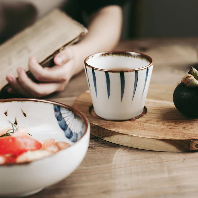 Axya Hand-Painted Underglazed Teacups Set for Japanese Cuisine Restaurant