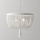 Axyaa Weathered White Wood Beads Chandelier Pendant Light for Nursery Bedroom Living Room