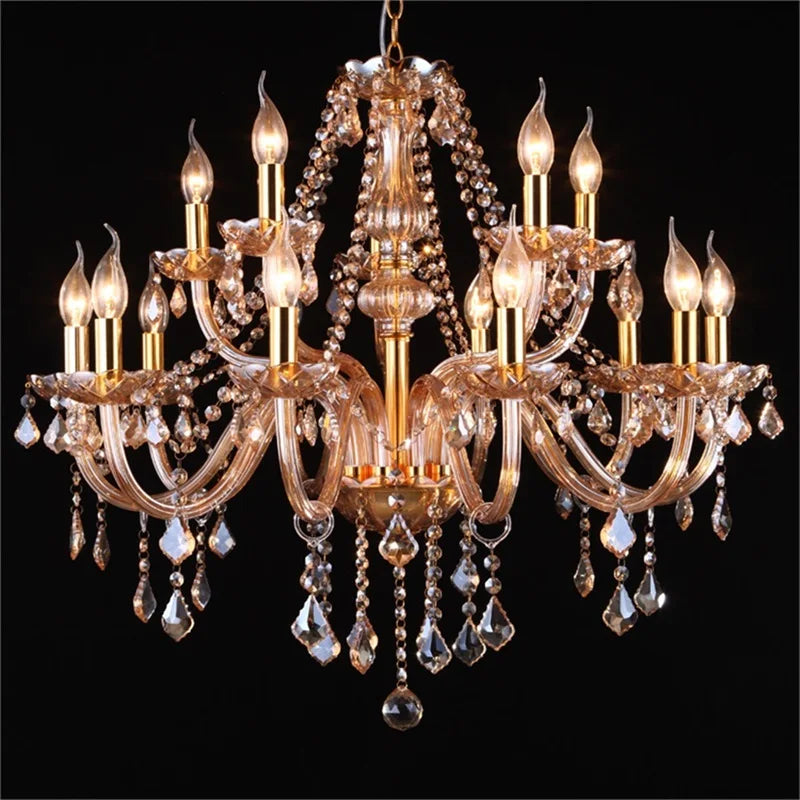 Axyaa European Crystal LED Chandelier Pendant Light for Home Hotel Hall