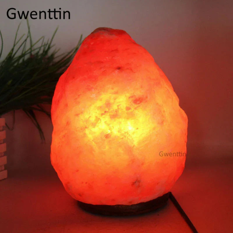 Axyaa Rock Crystal Salt Lamp LED Night Light Wooden Base Air Purifier