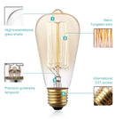 Axyaa ST64 Filament Bulb 220v 40W 60W E27 Warm White Vintage Retro Incandescent Lightbulb.