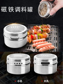 Axya Stainless Steel Spice Jar Set with Wall-Mounted Storage and Stickers