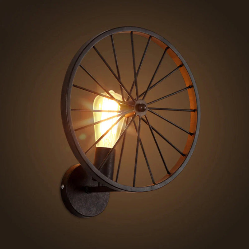 Axyaa Retro Loft Wheel Wall Sconce Industrial Lighting for Home Decor