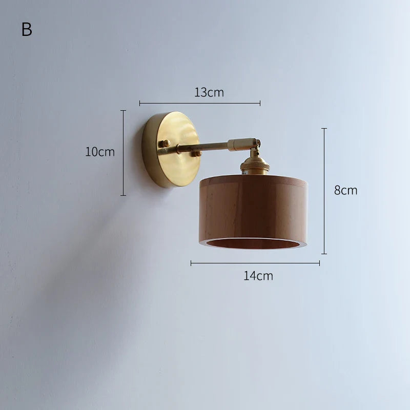 Axyaa Nordic LED Wall Lights with Pull Chain Switch, Walnut Finish