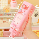 Axyaa Kawaii Shaker Bottle 700ml/900ml Straw Cute BPA-Free Plastic Gourde