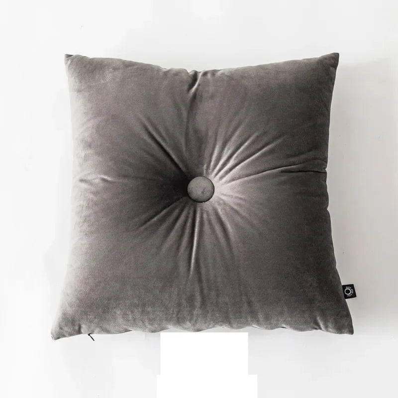 Axyaa Soft Velvet Button Cushion in Pink/Blue, 45x45cm