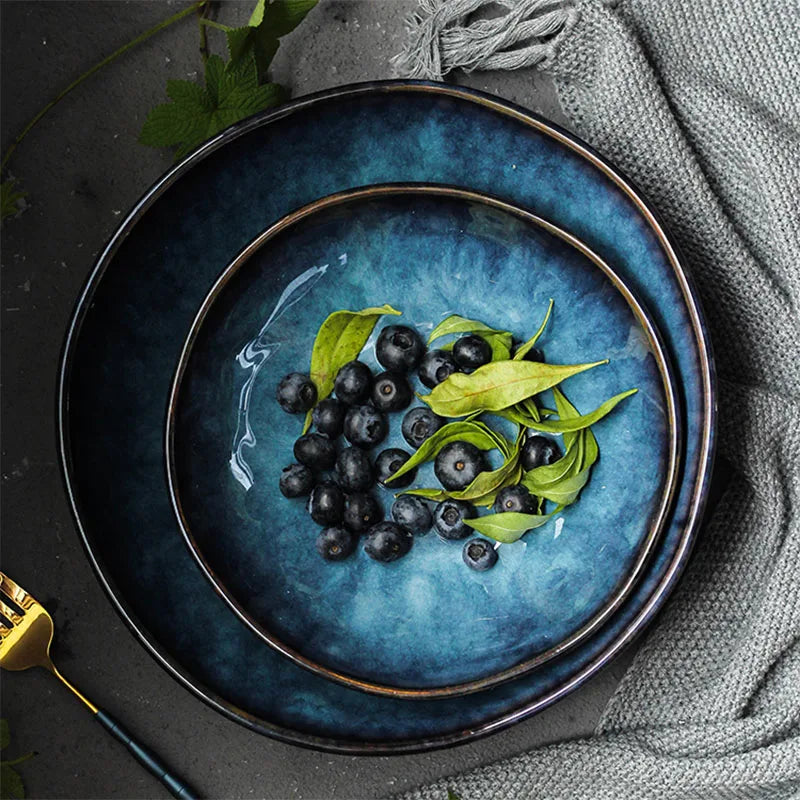 Axya Blue Ceramic Bowls | Nordic Style | Set of 3 | Restaurant Tableware