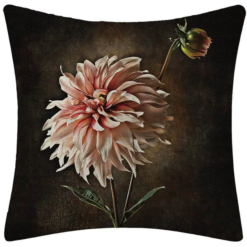 Retro Sunflower Floral Pillow Case 45X45CM for Home Decor by Axyaa