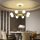 Axyaa Nordic Crystal Chandelier with Glass Shades and LED Lighting