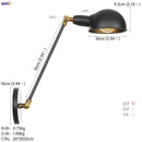 Axyaa Retro Loft Industrial Wall Lamp LED Light - Black Swing Arm Wall Sconce