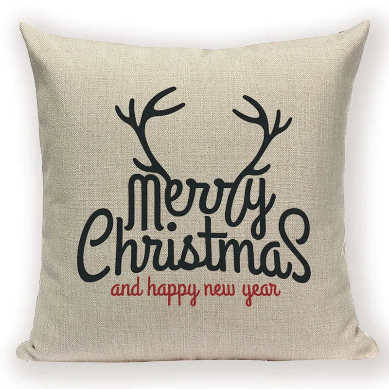 Christmas Cartoon Santa Claus Deer Pillows Covers Merry Christmas Gifts for The New Year by Axyaa