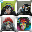 Axyaa Thinking Gorilla Painting Decorative Cushion Cover 45x45CM Cotton Linen Pillow Cover