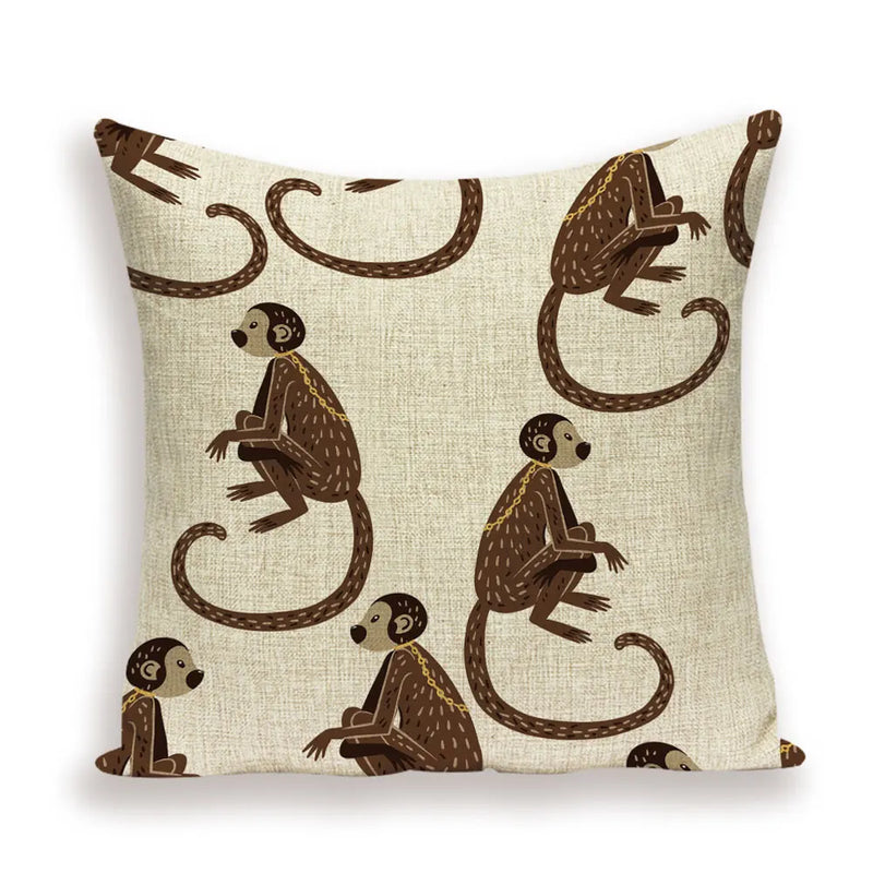 Axyaa Monkey Floral Pillow Cover - Vibrant Flower Vase Home Decor