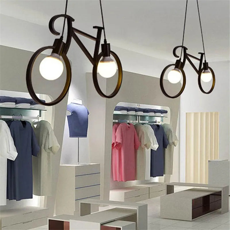 Axyaa Retro Bicycle Pendant Light | Industrial Kitchen Bar Restaurant Living Room Luminaire