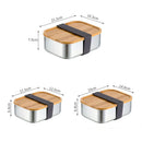 Axyaa Stainless-Steel Bento Box with Wooden Lid: Leak-Proof Food Container