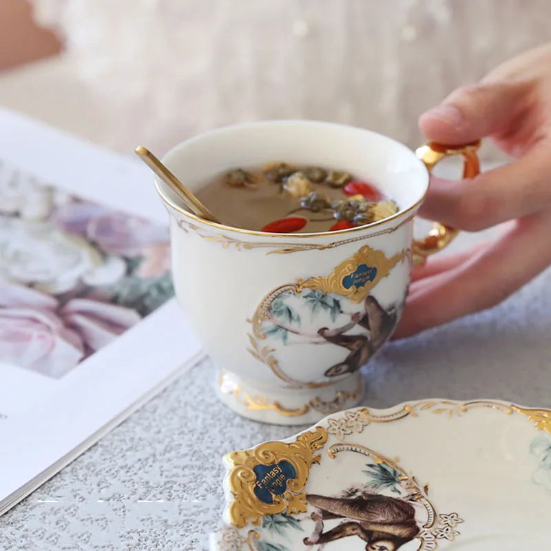 Axya Ceramic Jungle Animal Coffee Cup Set for Table Decoration