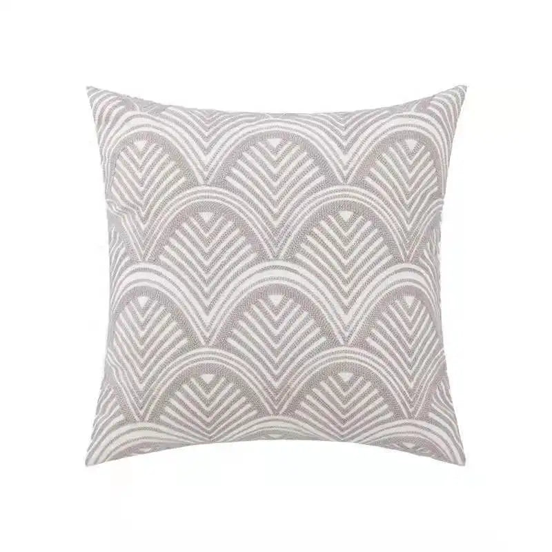 Daisy Floral Geometric Embroidery Pillow Cover 45x45cm Yellow Blue Soft Cozy