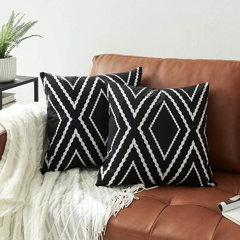 Axyaa Velvet Cushion Cover 45*45 - Boho Aztec Decorative Pillow for Home Sofa