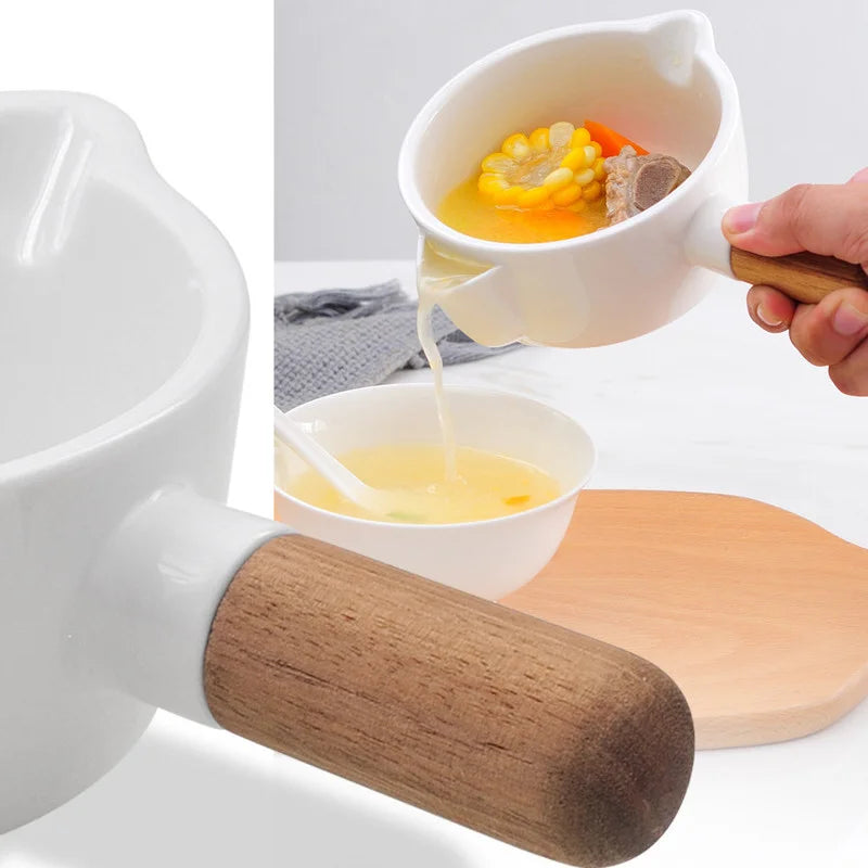 Axya White Ceramic Soup Bowl Set for Oil Separation and Grease Trapping