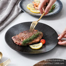 Axyaa Ceramic Striped Plate: Creative Retro Steak Spaghetti Sushi Restaurant Commercial Plate
