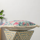 Axyaa Floral Cushion Cover with Tassels - Home Decor for Living Room, Bedroom, Chair