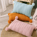 Axyaa Knit Pompoms Cushion Cover Rectangle for Home Sofa Decor