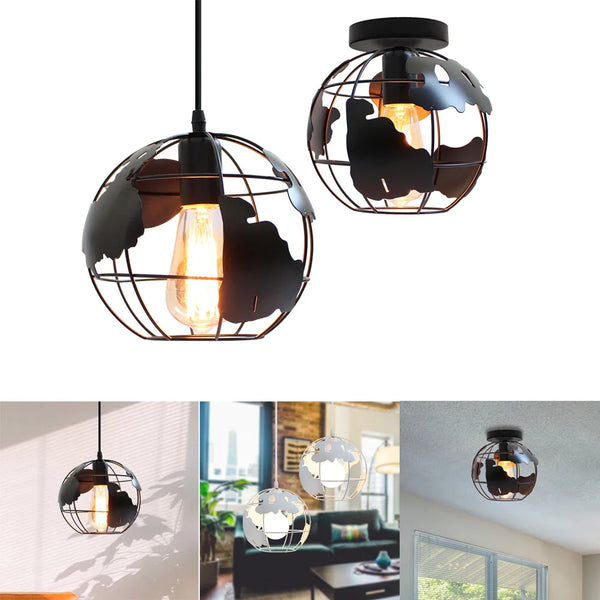 Axya Industrial Metal Globe Pendant Chandelier Light Fixtures