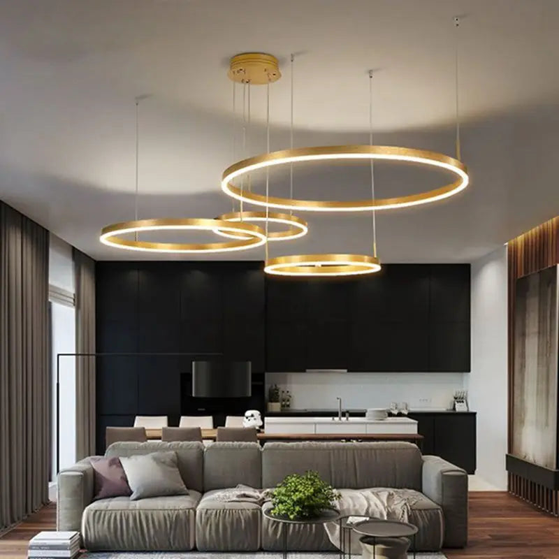 Axyaa Modern Circle Rings LED Chandelier: Luxurious Illumination for Your Home