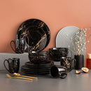 Axyaa Black Porcelain Dinnerware Set - Gold Splash Design - 16/32/48 Piece