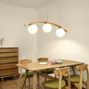 Nordic Wooden Chandelier with White Glass Ball Design for Axyaa Home Lighting