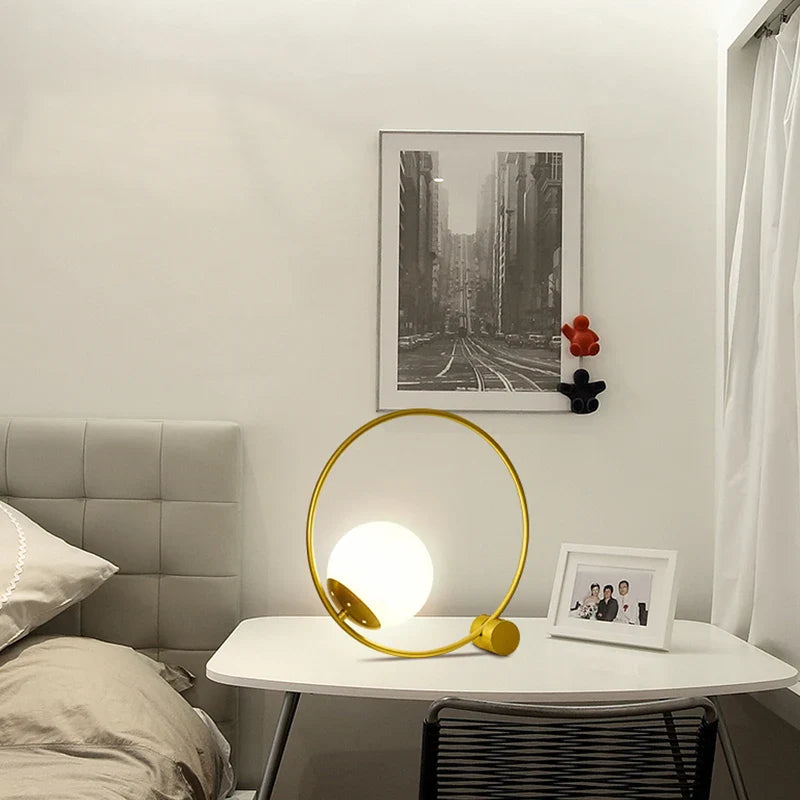 Axyaa Round LED Desk Lamp Iron Bracket Modern Minimalist Table Light