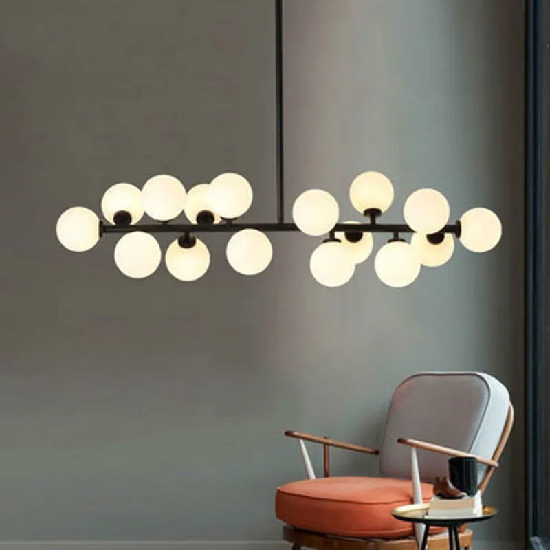Axyaa Glass Ball LED Chandelier with Lampshade for Home Interior Lighting