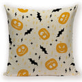 Happy Halloween Pumpkin Print Linen Throw Pillow Cover by Axyaa